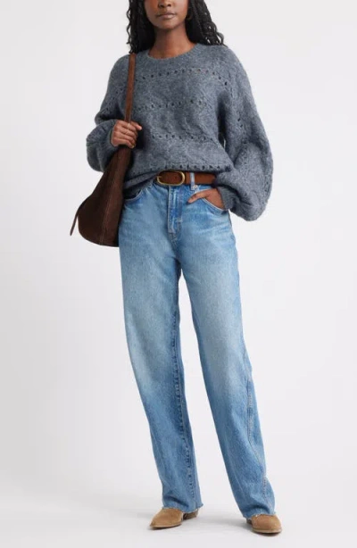 Treasure & Bond Cable Crewneck Sweater In Blue