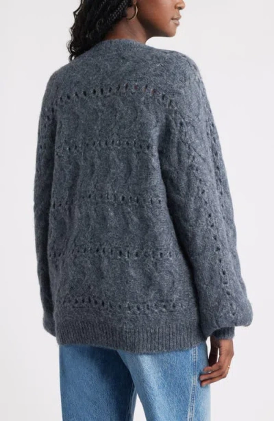 Treasure & Bond Cable Crewneck Sweater In Blue