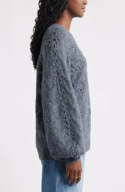 Treasure & Bond Cable Crewneck Sweater In Blue