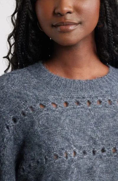 Treasure & Bond Cable Crewneck Sweater In Blue