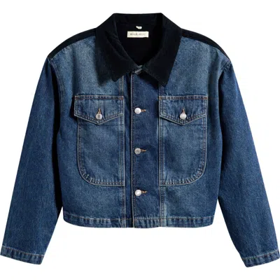 Warp & Weft Warp+weft Avl Crop Denim Shirt Jacket In Blue