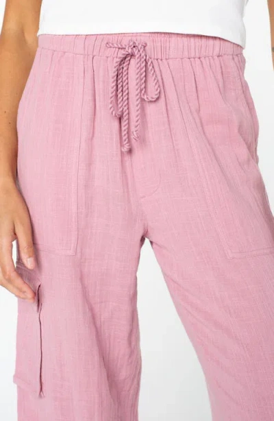 Roxy Precious Cargo Drawstring Pants In Pink