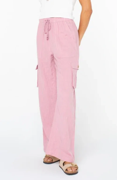 Roxy Precious Cargo Drawstring Pants In Pink