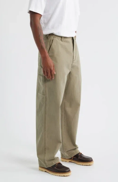 Obey Big Timer Carpenter Pants Mermaid Faded Wash In Green