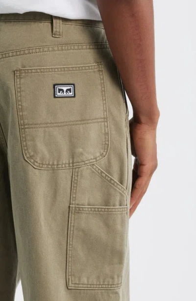 Obey Big Timer Carpenter Pants Mermaid Faded Wash In Green