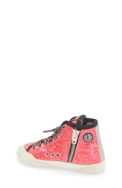 Golden Goose Young Francy In Sequins With Ice-gray Suede Star And Animal-print Laces In Multi
