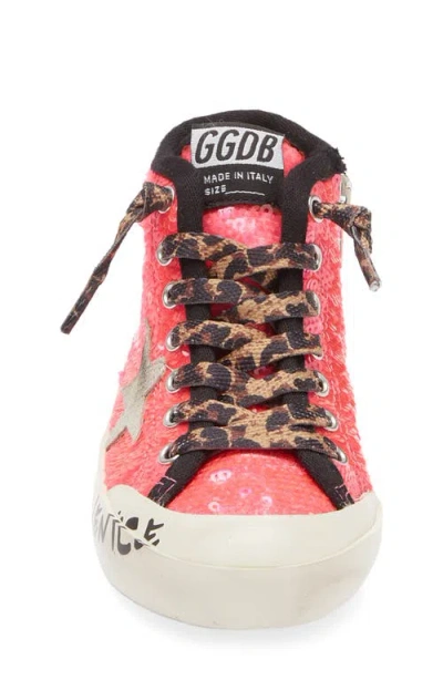 Golden Goose Young Francy In Sequins With Ice-gray Suede Star And Animal-print Laces In Multi