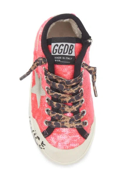 Golden Goose Young Francy In Sequins With Ice-gray Suede Star And Animal-print Laces In Multi