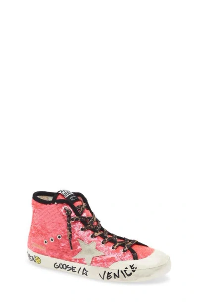 Golden Goose Young Francy In Sequins With Ice-gray Suede Star And Animal-print Laces In Animal Print
