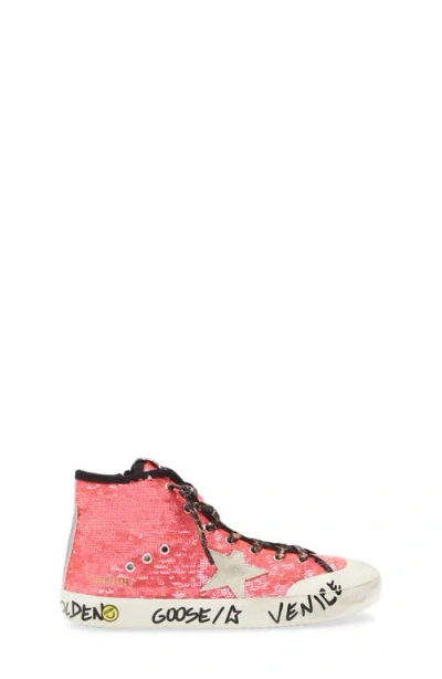 Golden Goose Young Francy In Sequins With Ice-gray Suede Star And Animal-print Laces In Animal Print