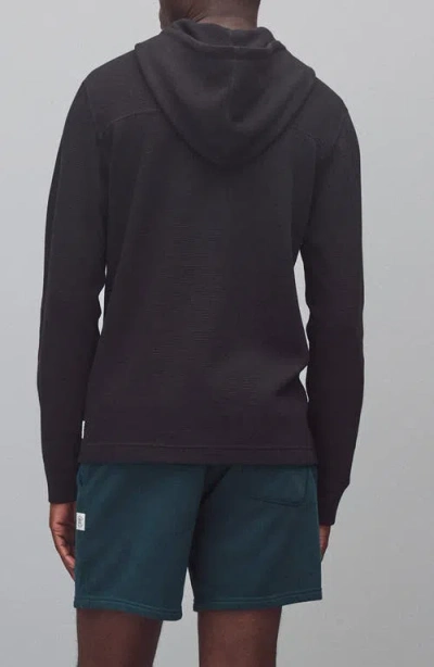 Reigning Champ Lightweight Waffle Stitch Hoodie In Black