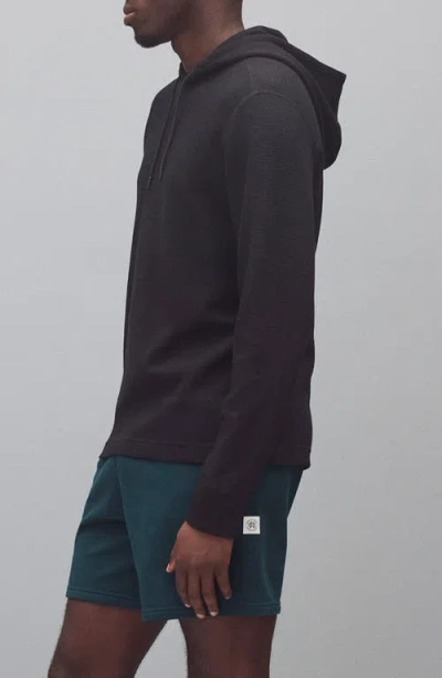 Reigning Champ Lightweight Waffle Stitch Hoodie In Black