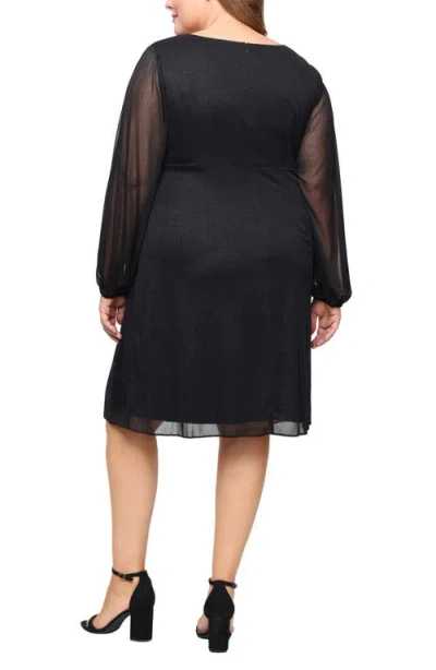 Sl Fashions Plus Size V-neck Midi Dress In Black