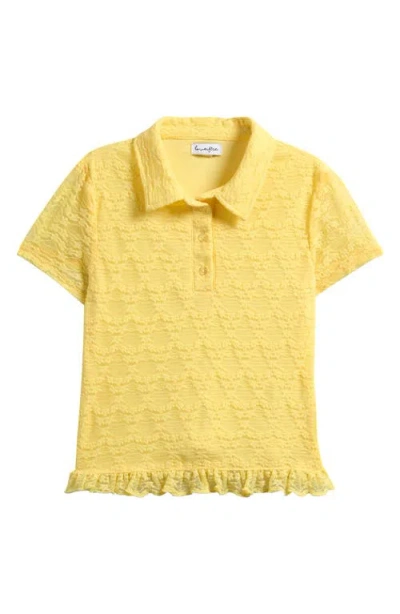 Love, Fire Kids' Ruffle Hem Lace Polo In Yellow