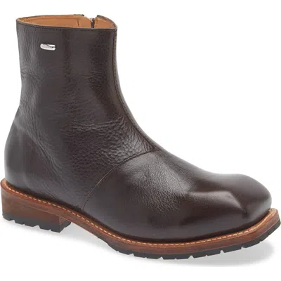 Our Legacy Leather Ankle Boots Round Toe In Black