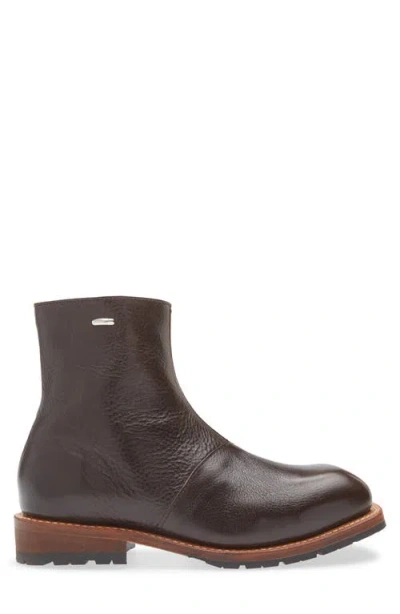 Our Legacy Leather Ankle Boots Round Toe In Black