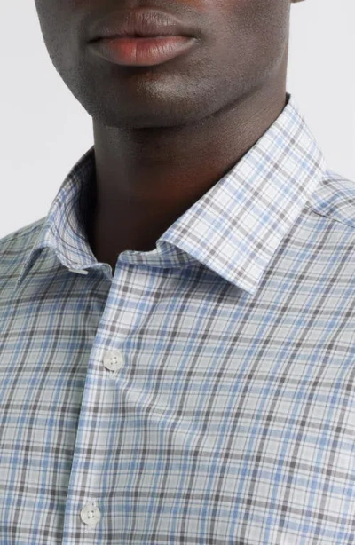 Scott Barber Regular Fit Plaid Cotton Mélange Button-up Shirt In Blue