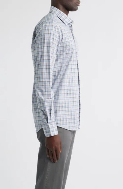 Scott Barber Regular Fit Plaid Cotton Mélange Button-up Shirt In Blue