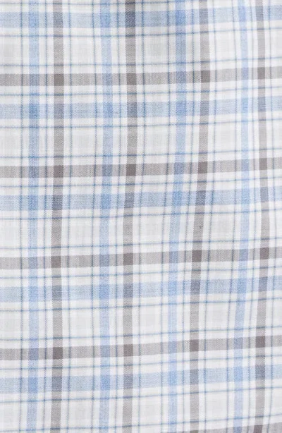 Scott Barber Regular Fit Plaid Cotton Mélange Button-up Shirt In Blue