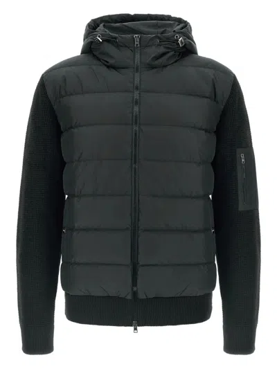 Herno Padded Bomber Jacket With Wool Sleeves Clothing In Black