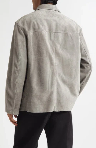 Lemaire Single Breasted Suede Jacket In Gray