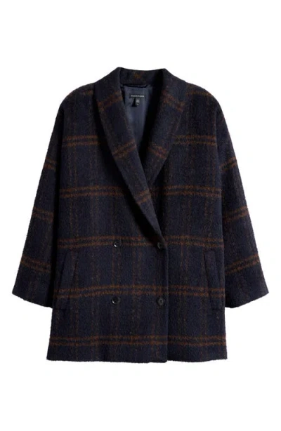Eileen Fisher Shawl Collar Alpaca & Wool Blend Coat In Blue