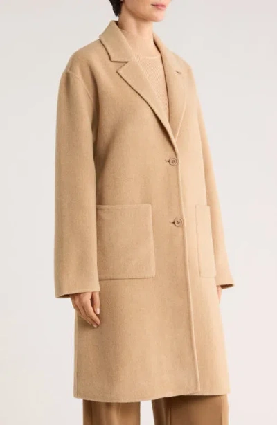 Eileen Fisher Long Wool Coat In Brown