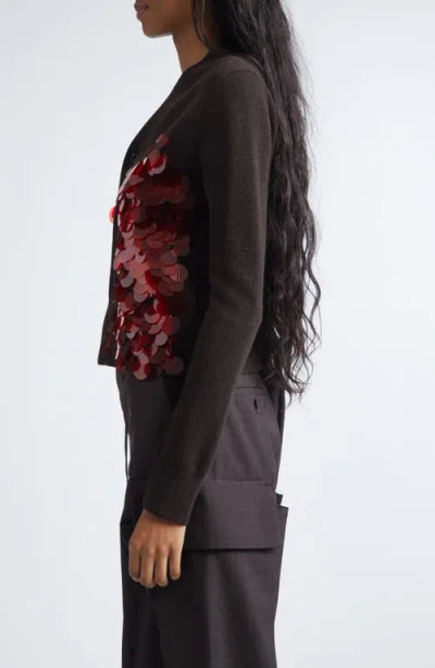 Sacai Sequin Embroidered Wool Cardigan In Multi