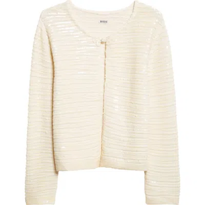 Bode Spotlight Sequin Virgn Wool Swing Cardigan In White