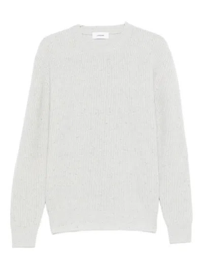 Lardini Men's Ribbed Crew Neck Sweater In White