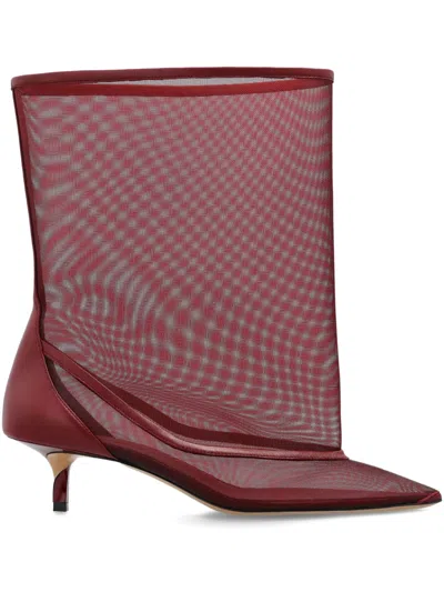 Jacquemus Mid-calf Stiletto Boots Mesh Overlay In Multi