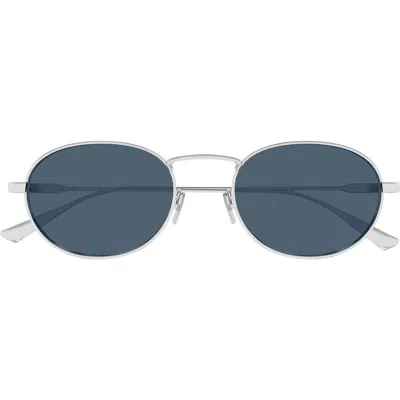 Saint Laurent 52mm Round Sunglasses In Silver