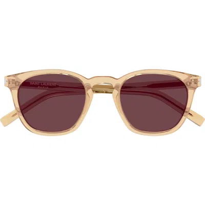 Saint Laurent 49mm Small Round Sunglasses In Yellow