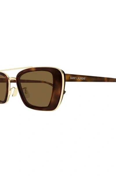Saint Laurent 50mm Rectangular Sunglasses In Brown