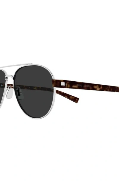 Saint Laurent 54mm Aviator Sunglasses In Silver