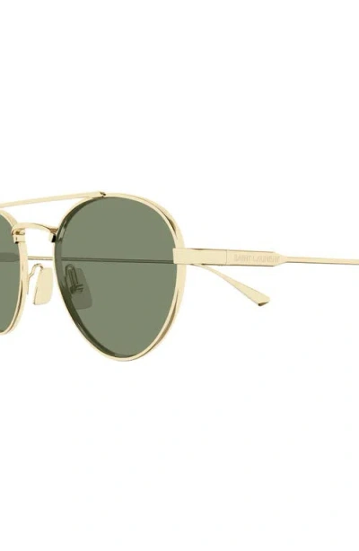 Saint Laurent 51mm Metal Aviator Sunglasses In Green