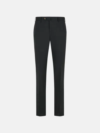 Pt Torino 'slim' Grey Stretch Virgin Wool Pants In Black