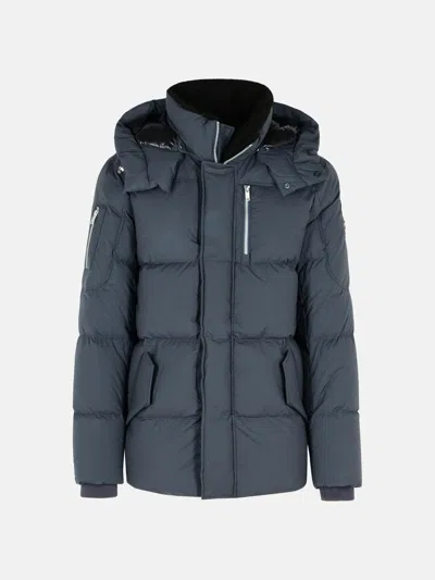 Moose Knuckles 'everest 3q' Grey Nylon And Cotton Down Jacket In Blue