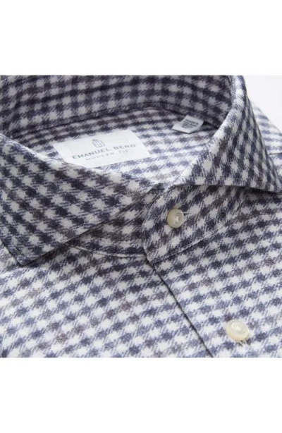 Emanuel Berg Modern Fit Gingham Check Stretch Cotton Knit Dress Shirt In Blue