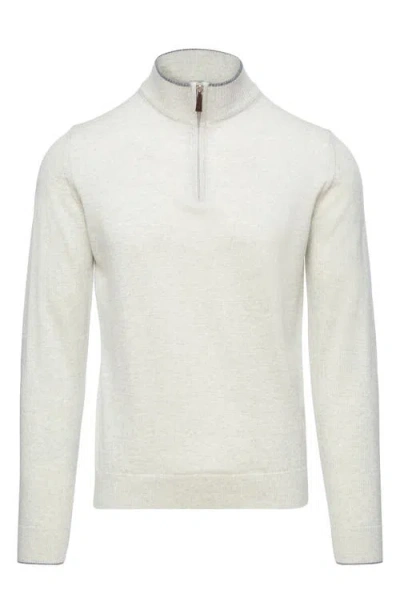 Emanuel Berg Light Gauge High Neck Quarter Zip Merino Wool Sweater In Gray