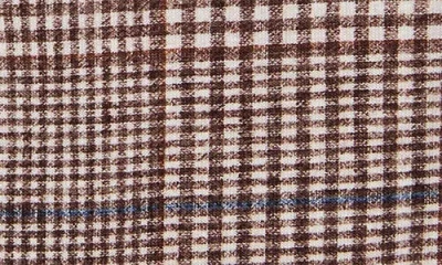 Emanuel Berg Modern Fit Glen Check Stretch Cotton Knit Dress Shirt In Brown