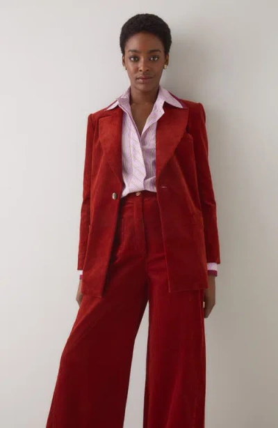 Lk Bennett Selma Stripe Lantern Sleeve Button-up Shirt In Pink