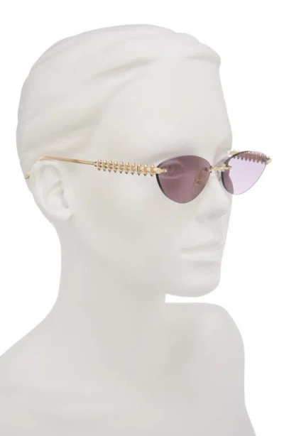 Cartier 58mm Gradient Rimless Oval Sunglasses In Blue