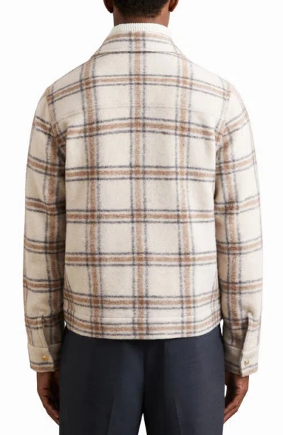 Reiss Mens Varena Checked Regular-fit Wool-blend Overshirt Stone In Gray