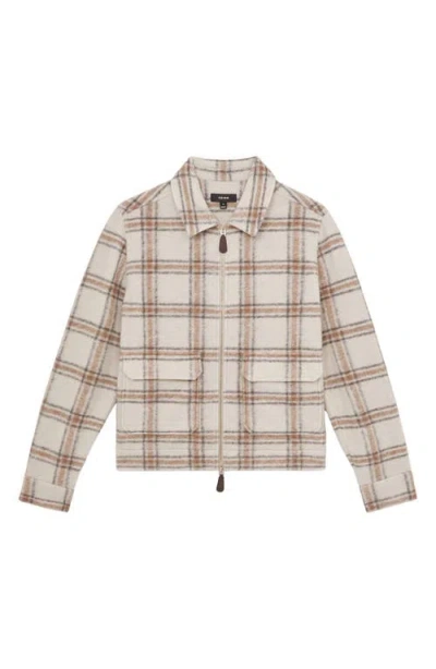 Reiss Mens Varena Checked Regular-fit Wool-blend Overshirt Stone In Gray