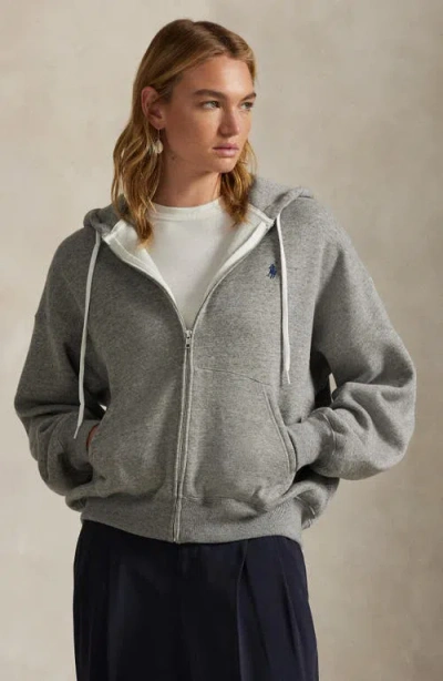 Polo Ralph Lauren Grey Zip-up Sweatshirt In Cotton Blend In Gray