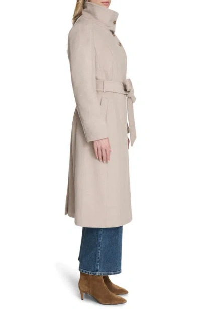 Cole Haan Slick Asymmetric Zip Wool Blend Coat In Neutral