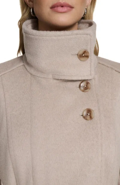 Cole Haan Slick Asymmetric Zip Wool Blend Coat In Neutral
