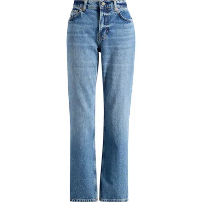 Reformation Greer Mid Rise Straight Jeans Chad In Blue