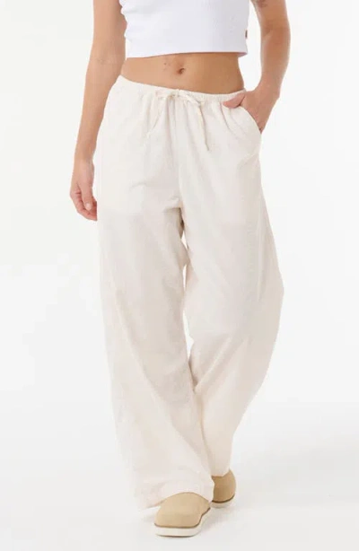 Rip Curl Keepsakes Corduroy Wide Leg Drawstring Pants In White